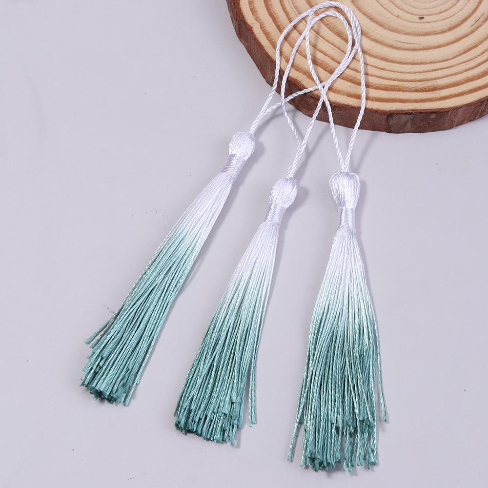 10Pcs 13cm Gradient Color Polyester Silk Tassels Bookmark Tassels Mini Tassels For DIY Crafts Jewelry Making Souvenir Bookmarks