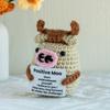 Funny Crochet Emotional Support Cow Doll With Card Desktop Ornament Handmade Knitted Positive Energy Cow Doll Christmas Gifts