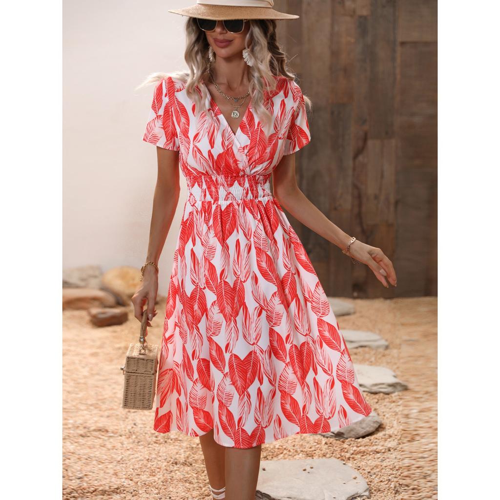 2025 New Fashion Trend Dresses Spring Summer Printed Waist Dresses Fashion Women's
