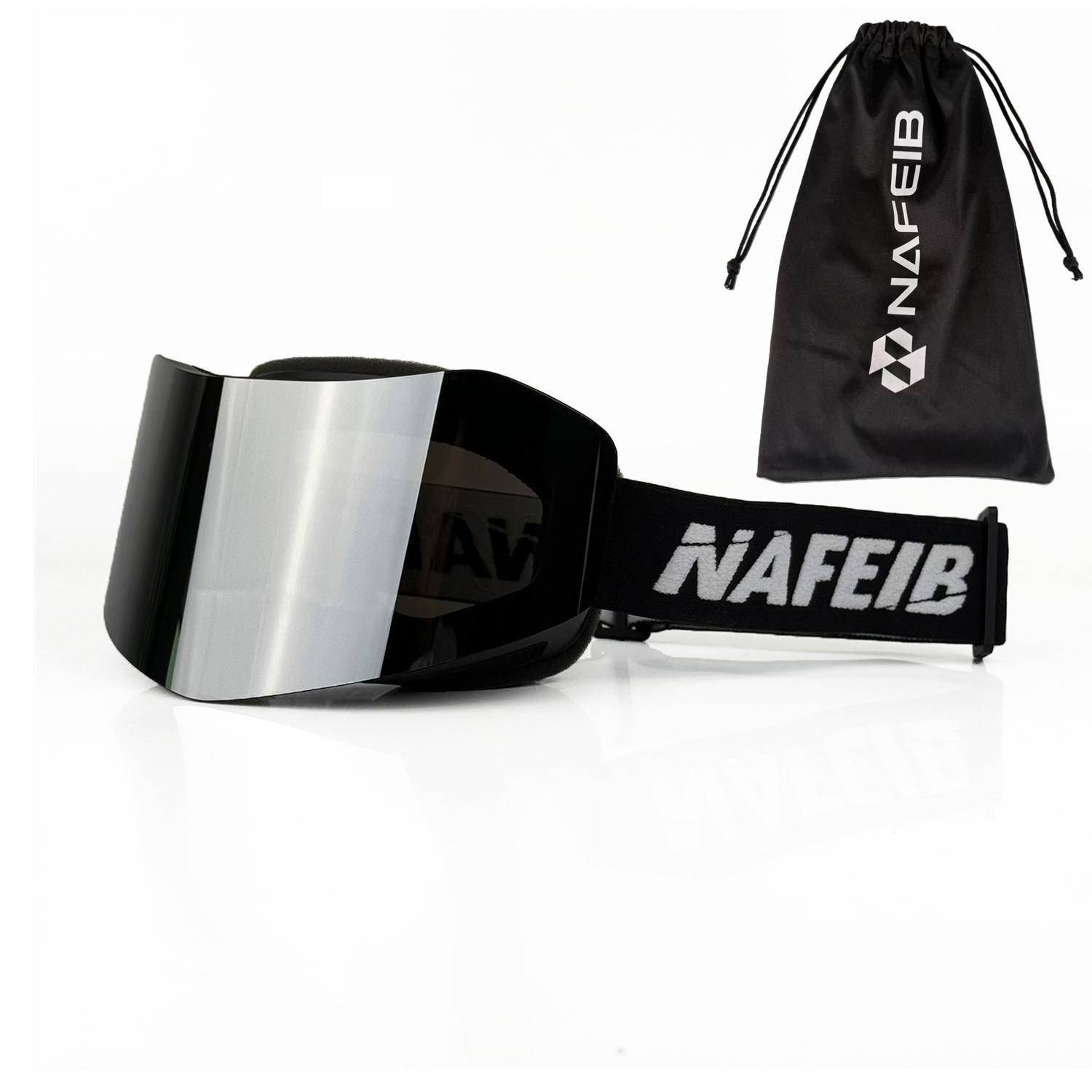 NAFEIB Cylindrical Lens Snow Goggles Wide Vision Adjustable Strap Anti-Scratch Snowboard Eyewear for Skiing