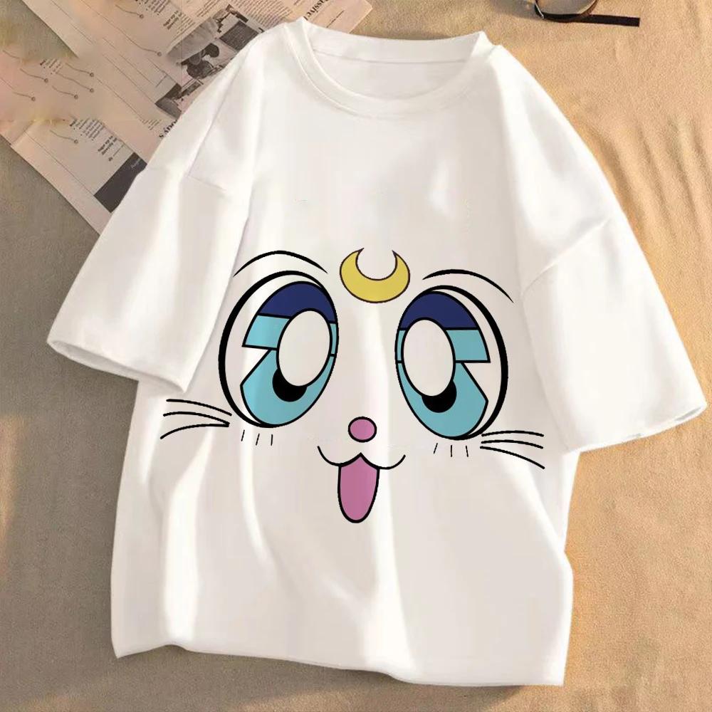 Sailor Moon Women Anime Casual T-shirt Summer Adult Cartoon Cute Tees Round Neck Printed Clothing Short Sleeve Fashion Tops Gift