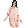Pink Sweet Wind Loose Rose Print Shirt Nightdress Women's Casual Fashion Can Be Worn Outside Loungewear