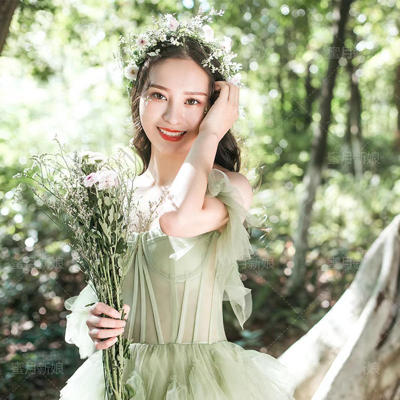 

Легкое свадебное платье, парное платье, юбка из марли цвета феи мори XXXL зелёный