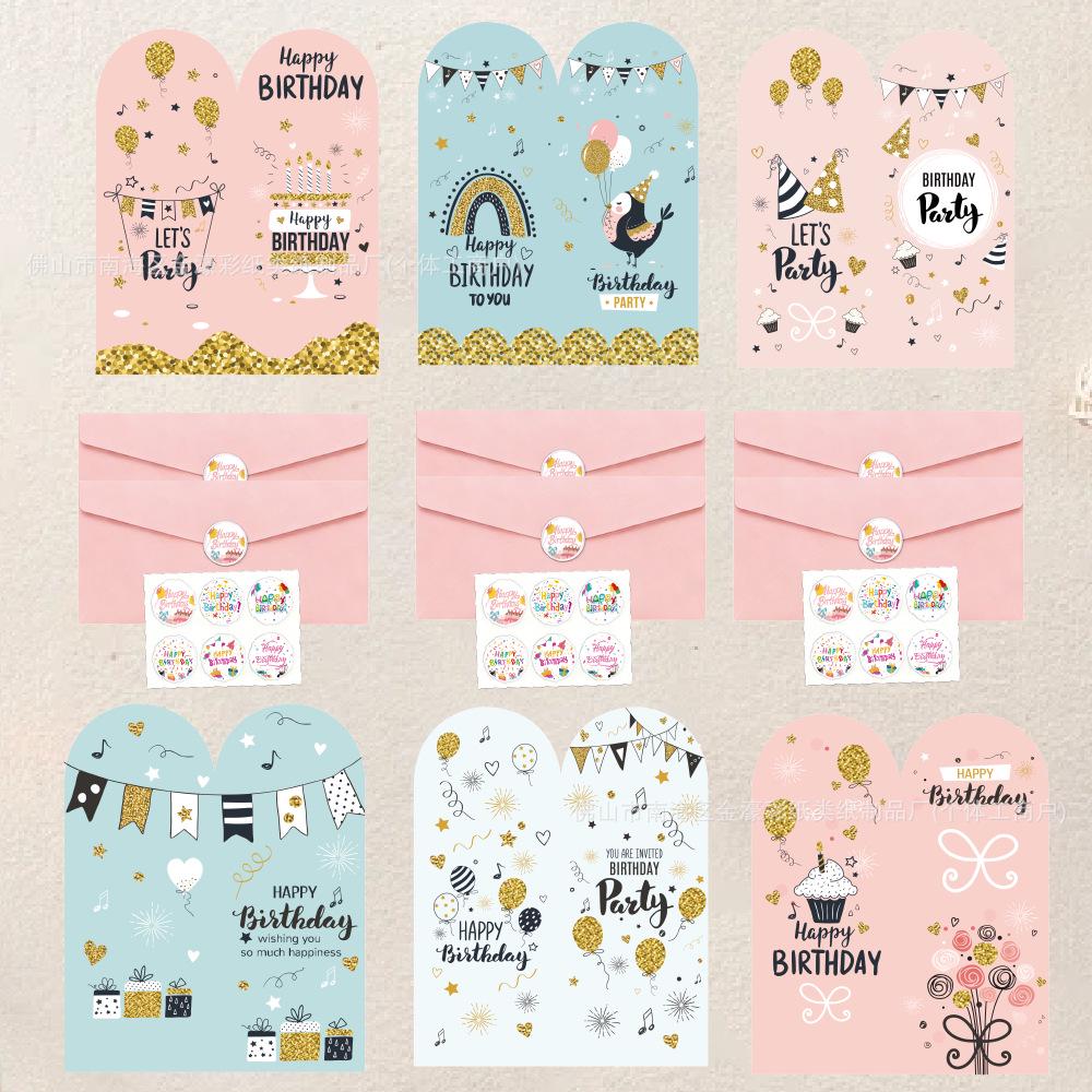 New Black Gold Series Birthday Card: High-End Foldable Handwritten Greeting for Gifts