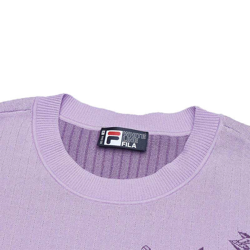 FILA Fashionable Comfortable Short Sleeve Knitted Top Women tops Light-Lavender-Purple F11W518410FVT