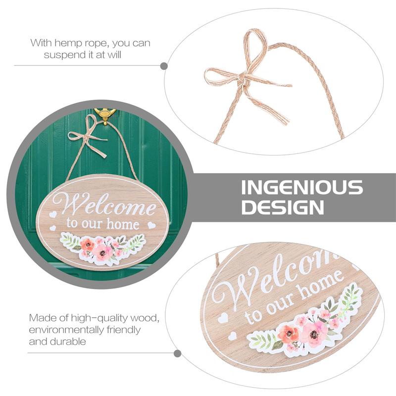 T02C!2Pcs Welcome Sign Front Door Decor Vintage Wooden Home Decor Sign Welcome To Our Home Wall Art Sign Wall Hanging Sign