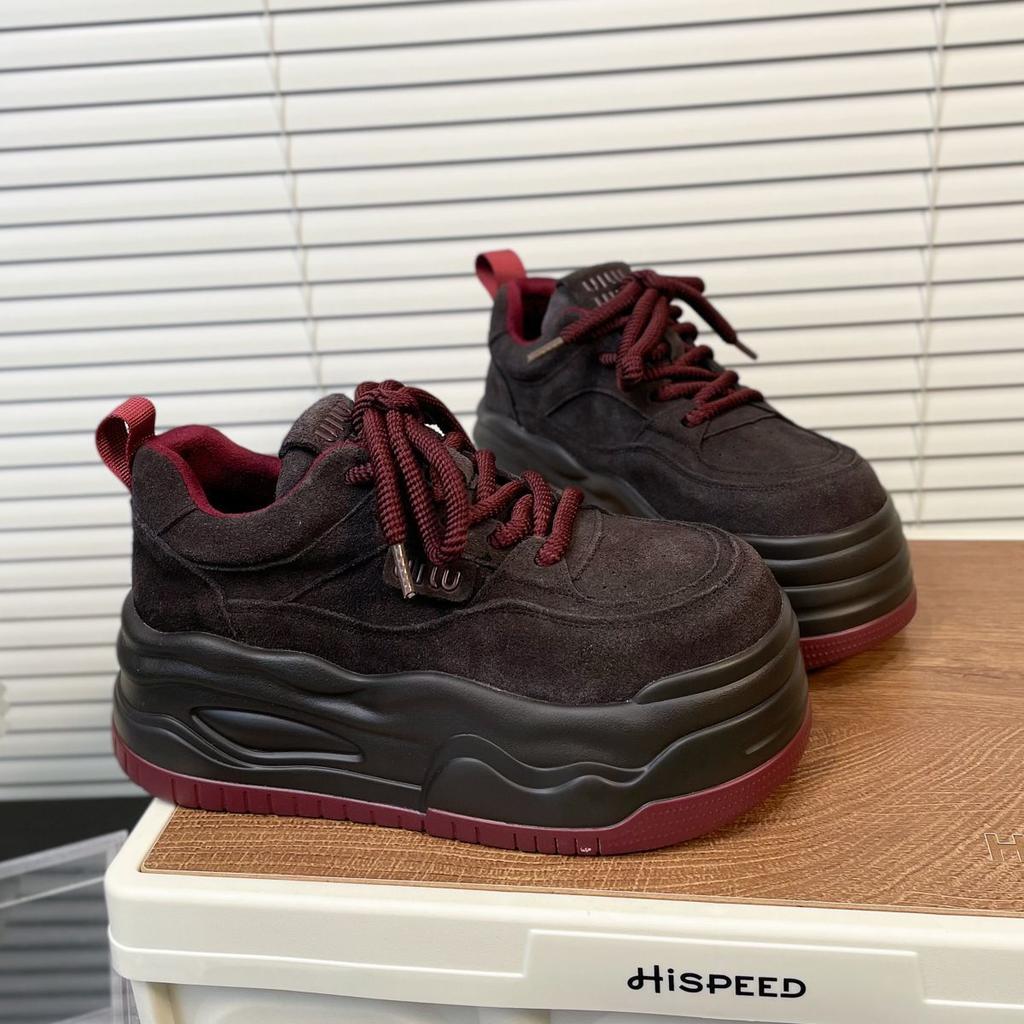 Soft Leather Muffin Thick-soled Leopard Print Board Shoes Heightening Shoes Women's Popular New Autumn Casual Biscuit Shoes