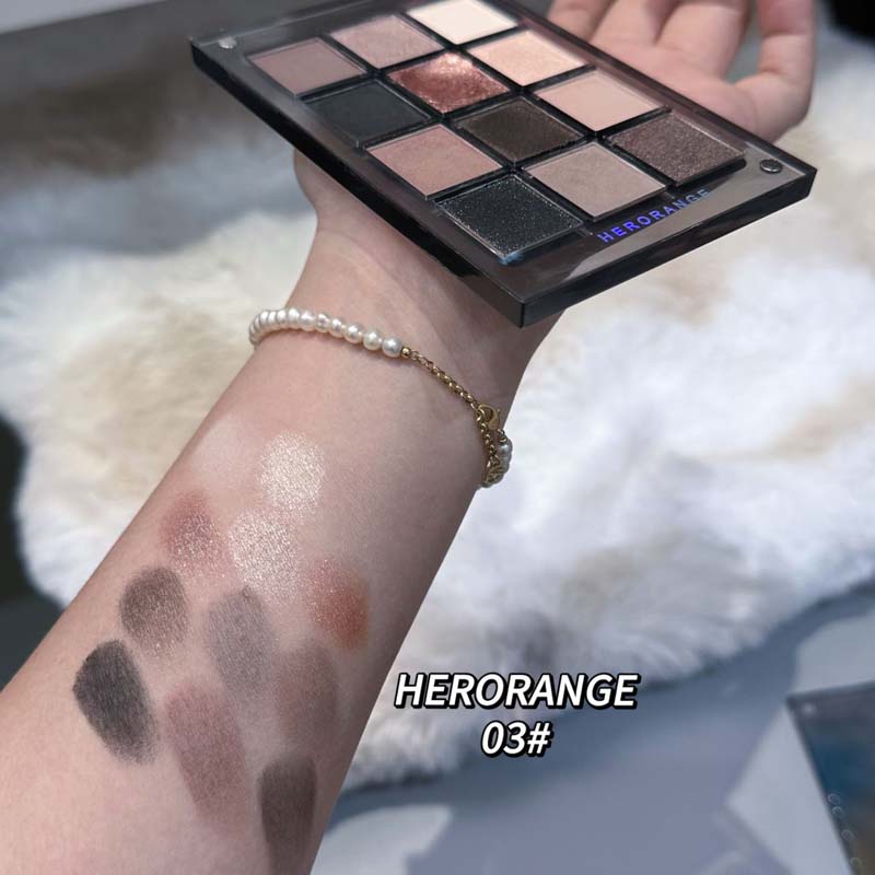HERORANGE 12-farbige Lidschattenpalette mit mehreren Farben für alle Make-up-Looks Dunkle Lidschattenpalette