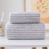 Oversized Coral Fleece Striped Bath Towel - Thick, Non-Shedding, Absorbent, for Adults and Home Use
