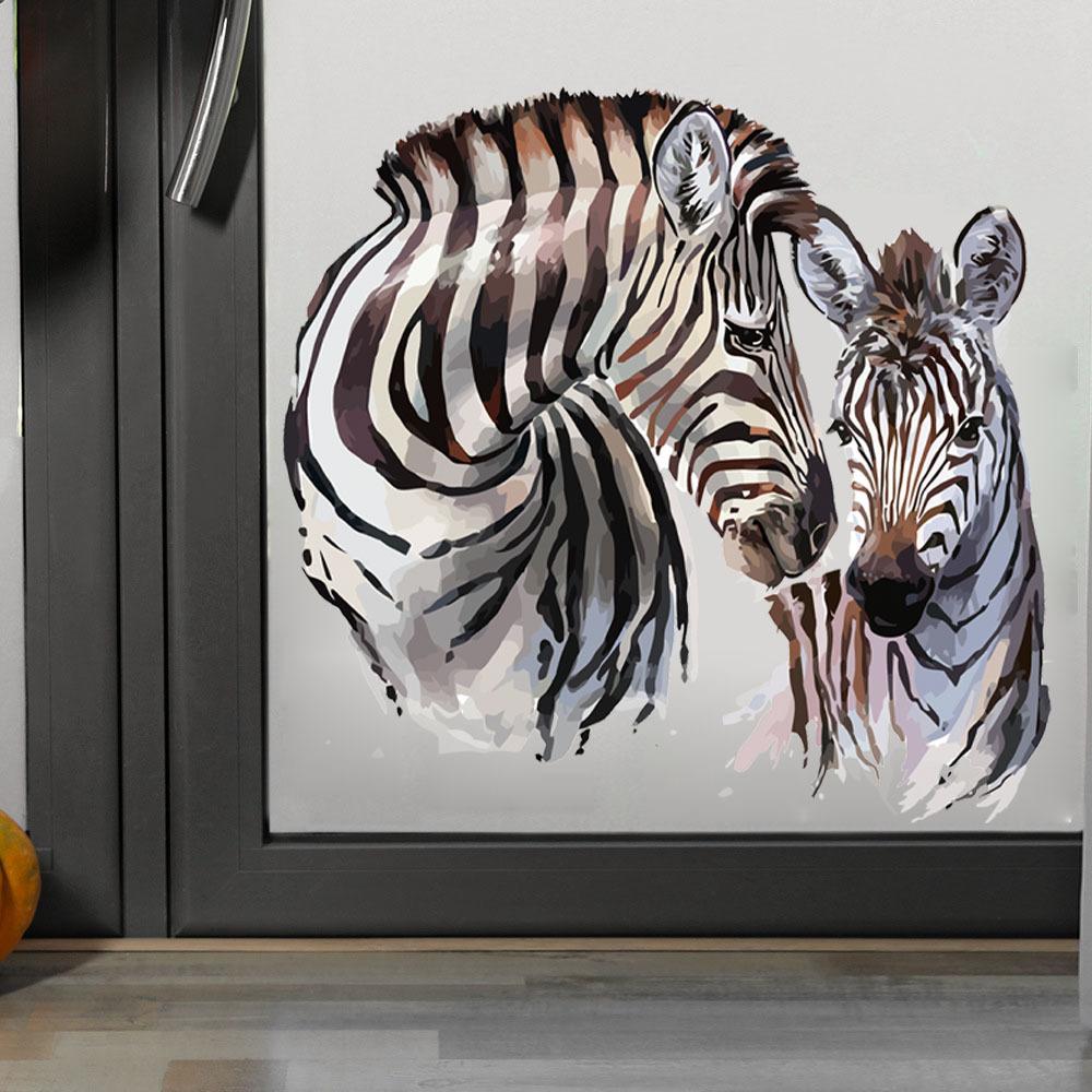 Creative Zebra Animal Wall Sticker for Bedroom Window Laundry Room Cabinet Makeover Self-Adhesive Removable Home Decor
