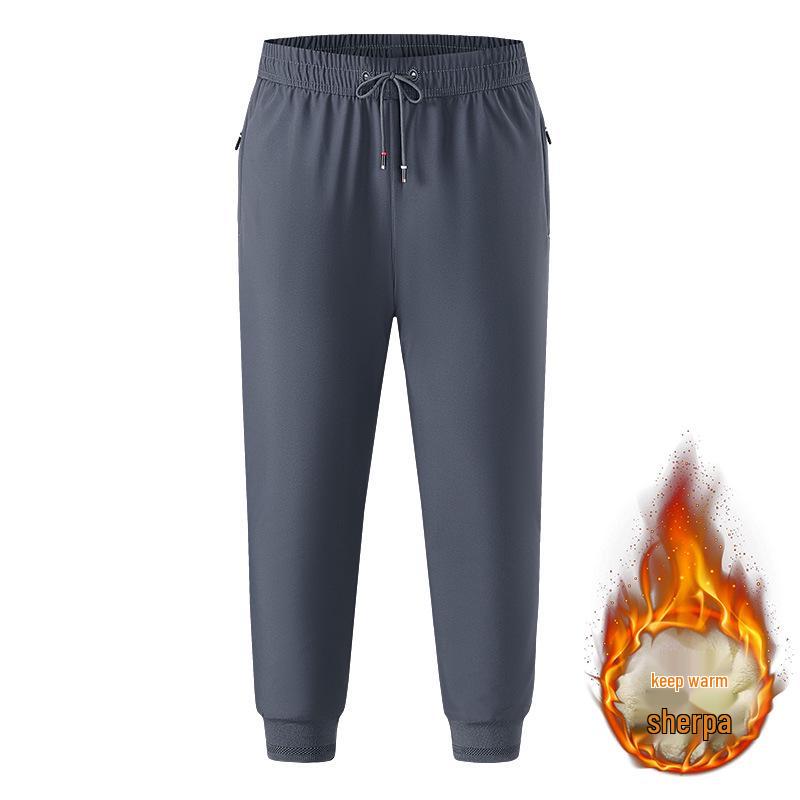 

Мужская теплая хлопковая куртка с подкладкой из толстого бархата для людей среднего и пожилого возраста Cotton Pants - Gray Jogger