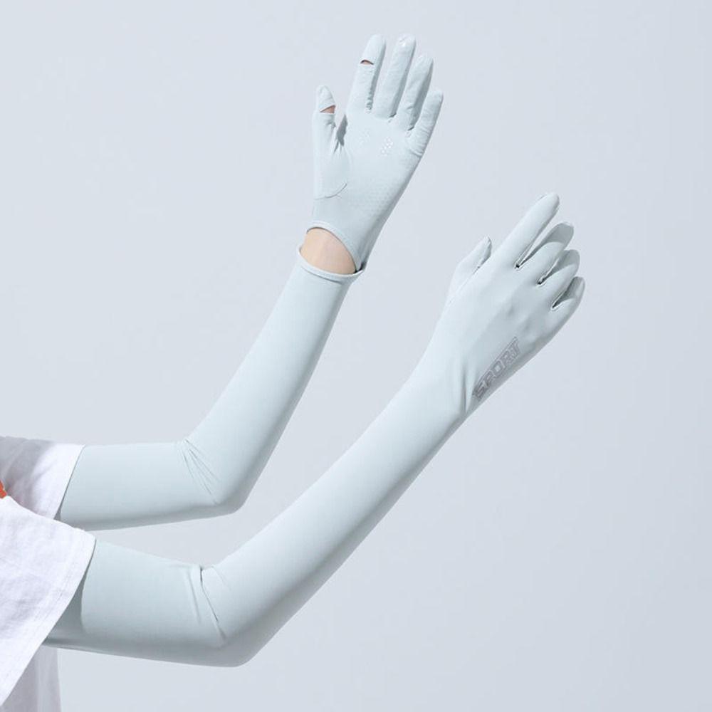 Thin Sunscreen Arm Covers Solid Color Cycling Gloves Breathable Long Ice Silk Sleeves  Summer