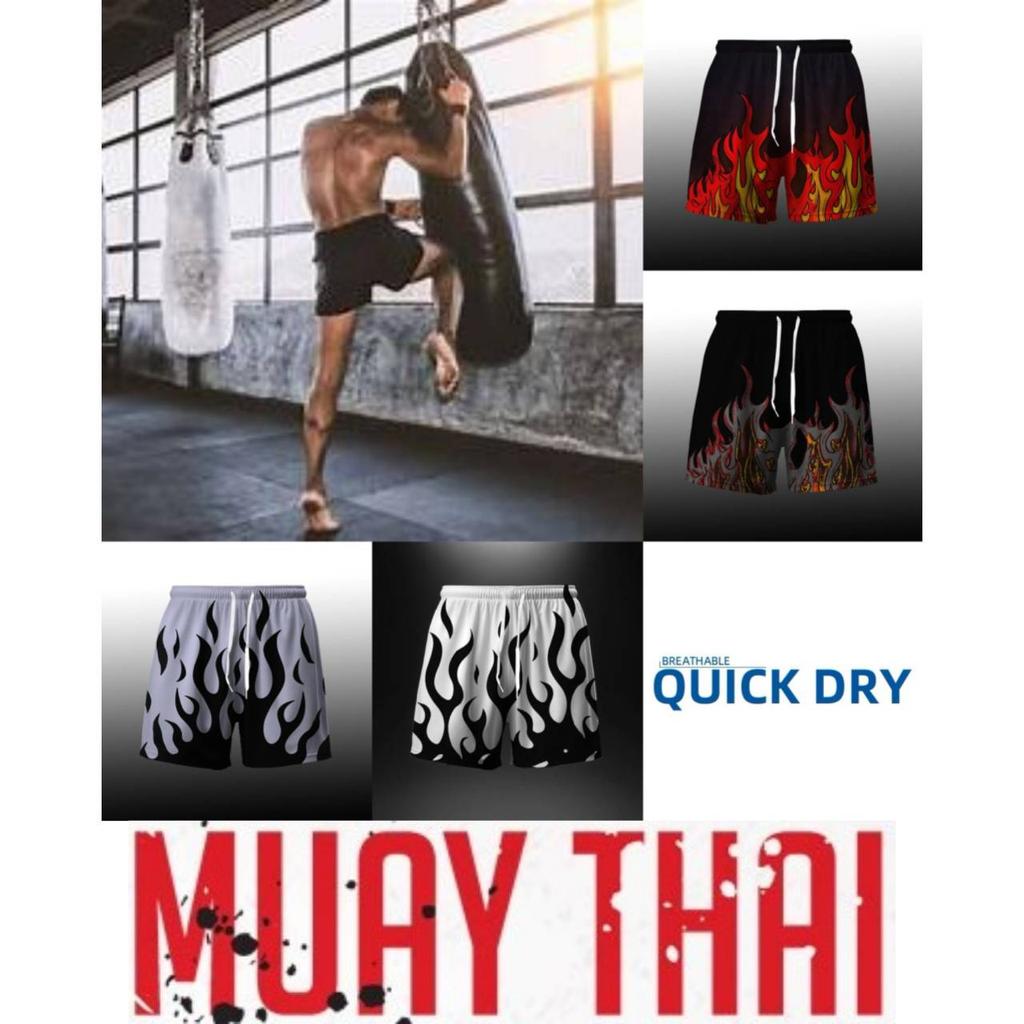 Flame Fire Muay Thai Boxing Kickboxing Shorts Pants 3D Print Fighting Training Unisex Men Women Quick Dry Fitness Gym Sport Workout Casual Streetwear