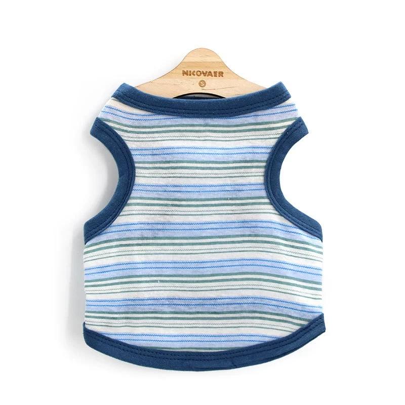 Striped & Printed Dog Tank Tops, Breathable Cotton Pet Sleeveless Shirts for Small Dogs Cats
