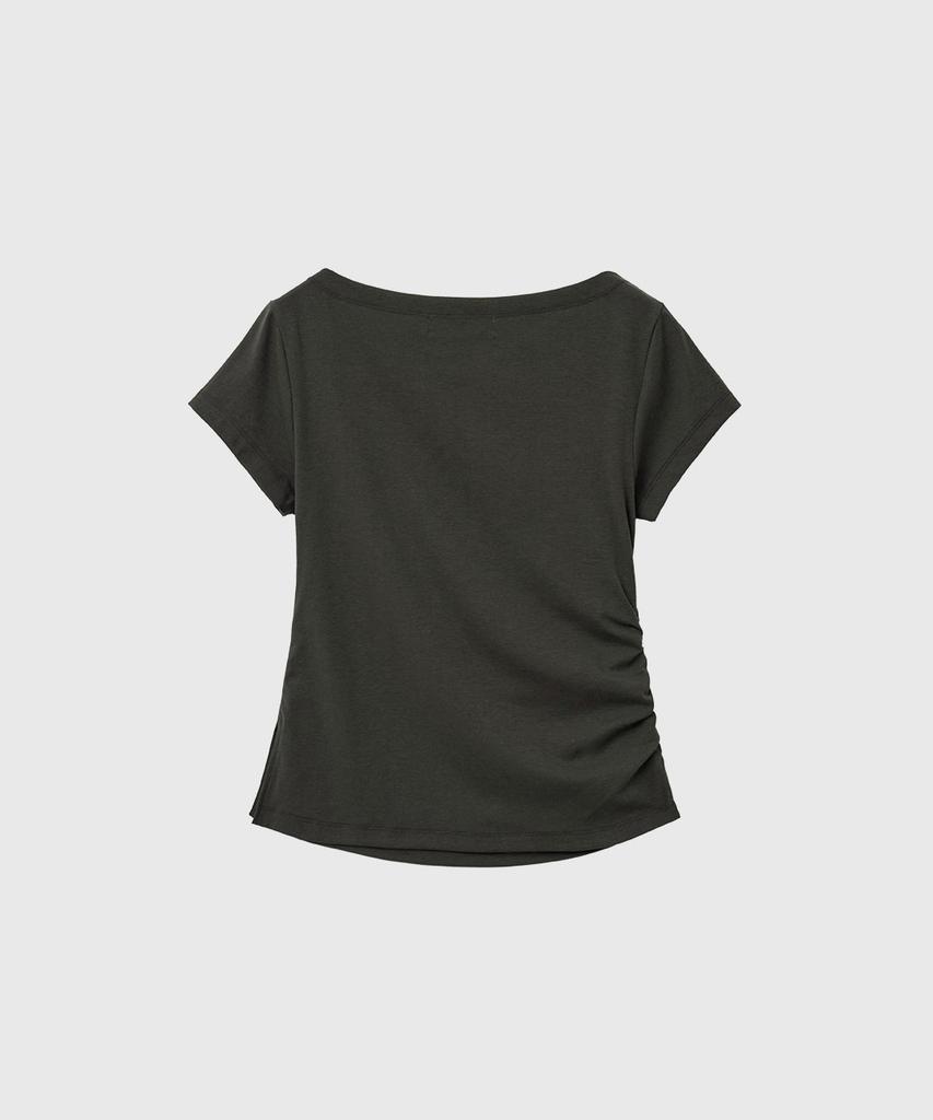 GENERALIDEA Drape Shirred Jersey Blouse [Charcoal] / Gf2Lts527