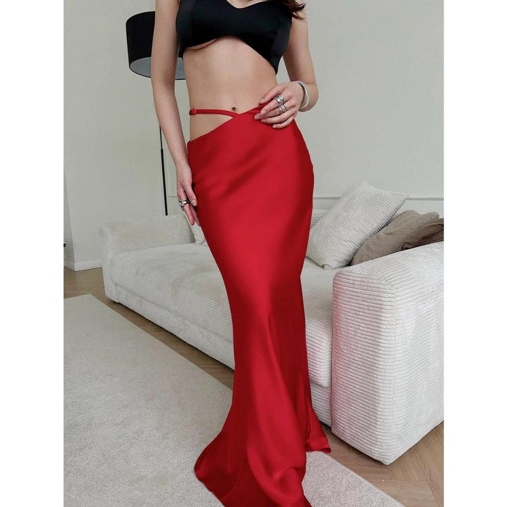 Spring Summer New Solid Color Long Maxi Pencil Skirt For Women, Comfortable Soft Slim Fit Elegant Ladies Skirt European American Style