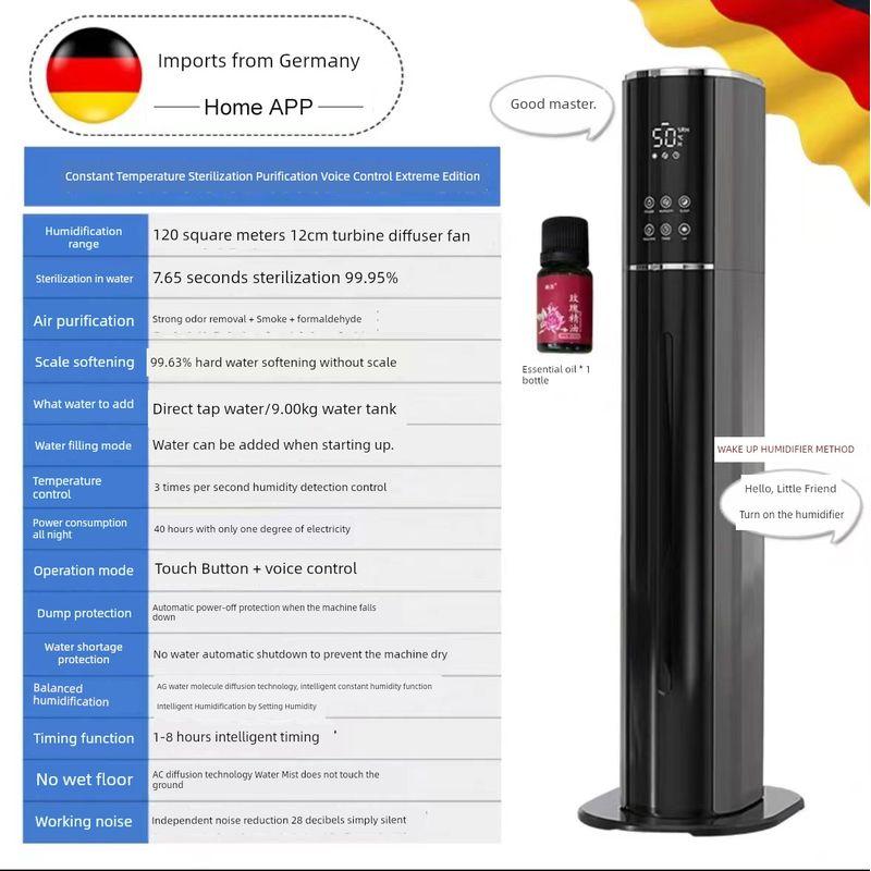 

Sterilization Air Purification Humidifier For Home Silent Bedroom Aromatherapy Pregnant Mom and Baby Heavy Fog Capacity Floor Humidification Full + direct voice control Silver Gray