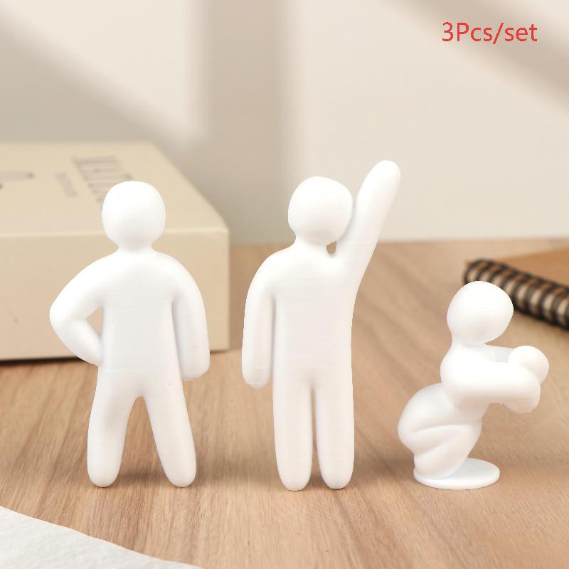 3/8Pcs 3D Printed Human Figurine Ornament Diy Paintable Mini Human Figure Statue Model For Desk Decorative Display Toys