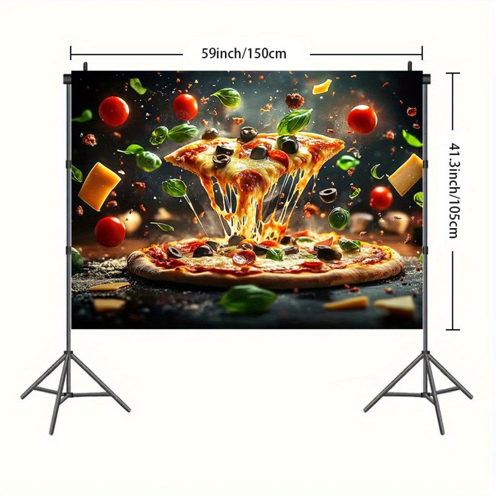 2D-Fläche einteiliger lebendiger italienischer Pizzaparty-Hintergrund geeignet für Heimdekoration und Geburtstagsfeiern