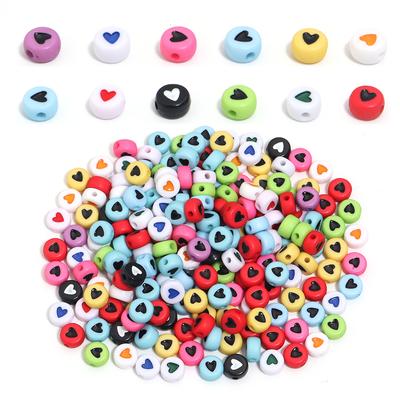 100pcs/lot Color Acrylic Heart Beads Flat Round Loose Spacer Bead for DIY Charms Bracelet Necklace Jewelry Making Accessories
