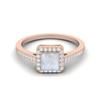 6 MM Square Shape Moonstone Halo Accent 925 Sterling Silver Rose Vermeil Women Wedding Engagement Ring