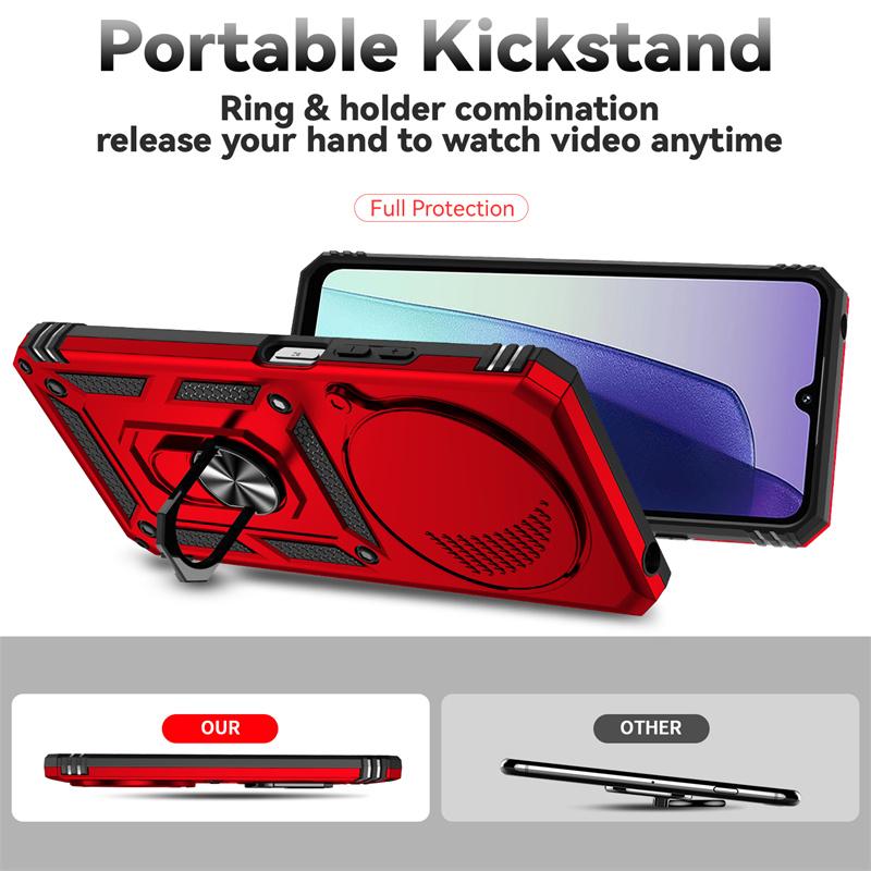 Pouzdro Pro Xiaomi Redmi 14C Armor S Kovovým Prstencovým Stojanem Magnet do Auta Zadní Kryt pro Redmy14C 14 C Posuvná Ochrana Objektivu Funda Coque