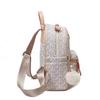 Letter Graphic Zipper Backpack Women's Waterproof Book Bag Casual PU Leather Daypack