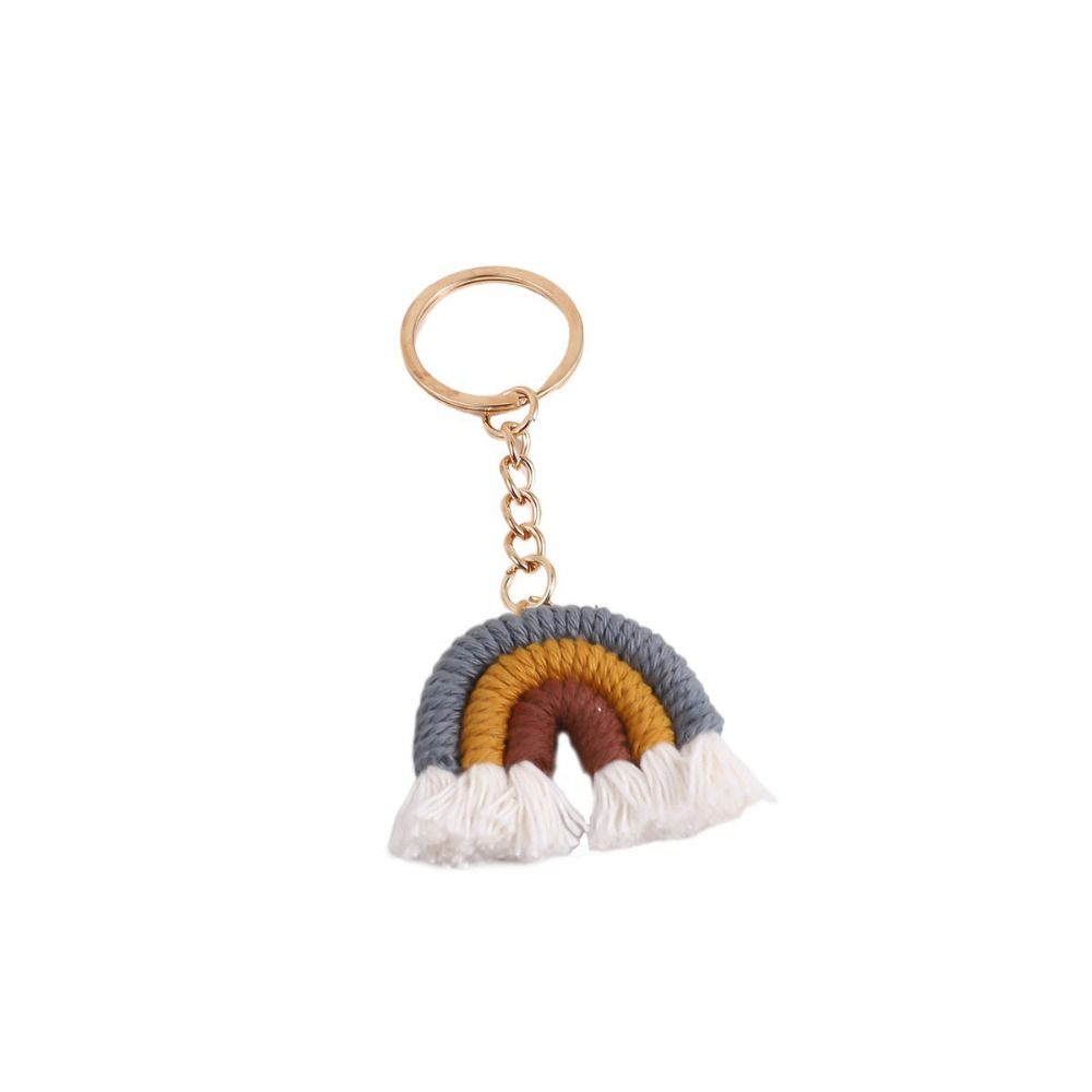 Pretty Three Color Rainbow Key Chain Fashion Knitted Rainbow Keychain  Girl