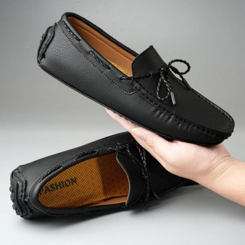 

2025 Genuine Leather Men Casual Shoes Luxury Brand Mens Loafers Moccasins Breathable Slip On Black Driving Shoes Plus Size 38-46 38 чёрный