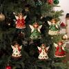 12pcs Colorful Design Christmas Hanging Wooden Xmas Decor Sweet Girl-Shaped Pendant  New Year Gift