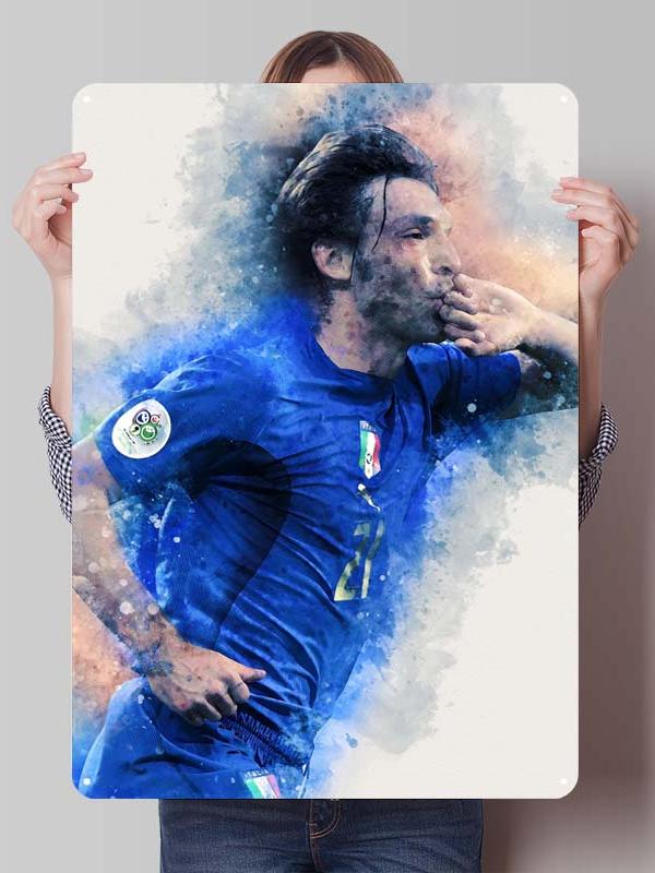 Andrea Pirlo Football Player Metal Posters Wall Art of Murals Custom Made Metal Tin Sign Plaque for Wall Decoration Retro Decor
