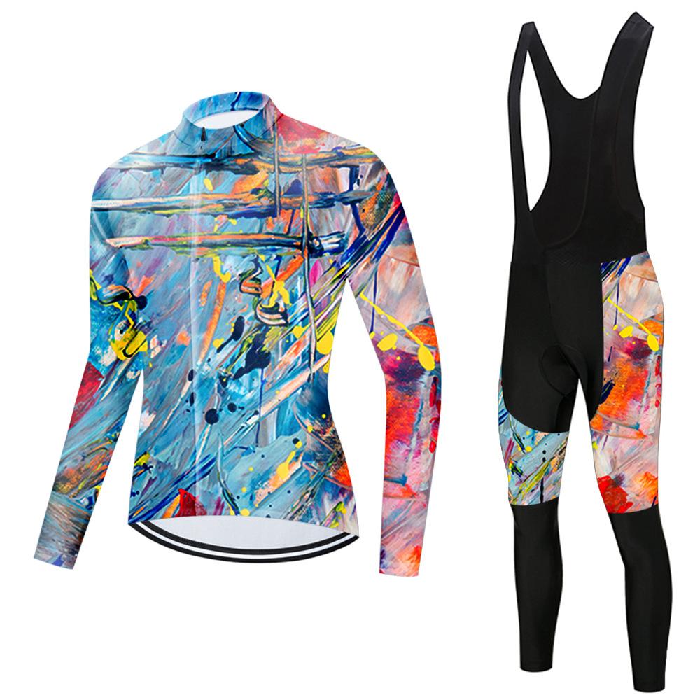Set Long Sleeve Top Strap Pants Cycling Suit 2026 Autumn Breathable Cycling Suit Set