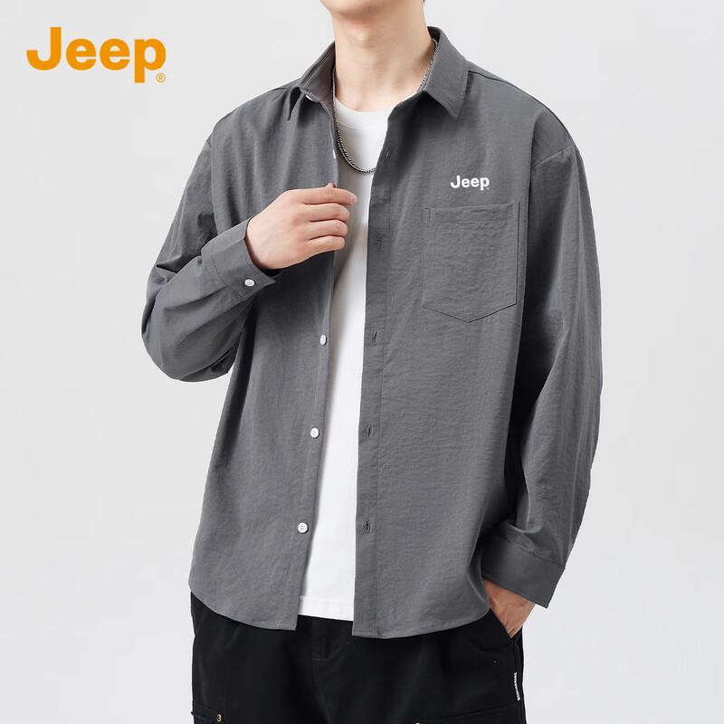 JEEP Men's American Style Loose Fit Long Sleeve Shirt