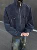 SWAMP AREA Matte Velvety PU Leather Men's Retro American Workwear Jacket - Autumn/Winter Style