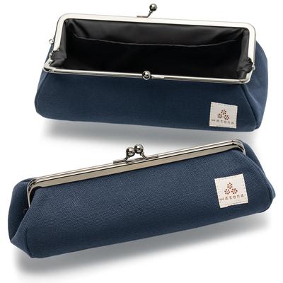 Watona Clasp Pencil Made In Japan with Kurashiki Stylish Large Makeup Bankbook Case Case, Canvas, Capacity, Pouch, (Midnight Blue)