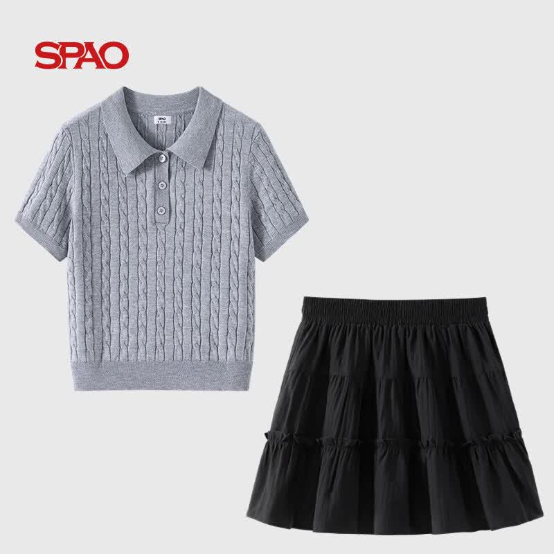 SPAOPOLO Women's College Style Two-Piece Set