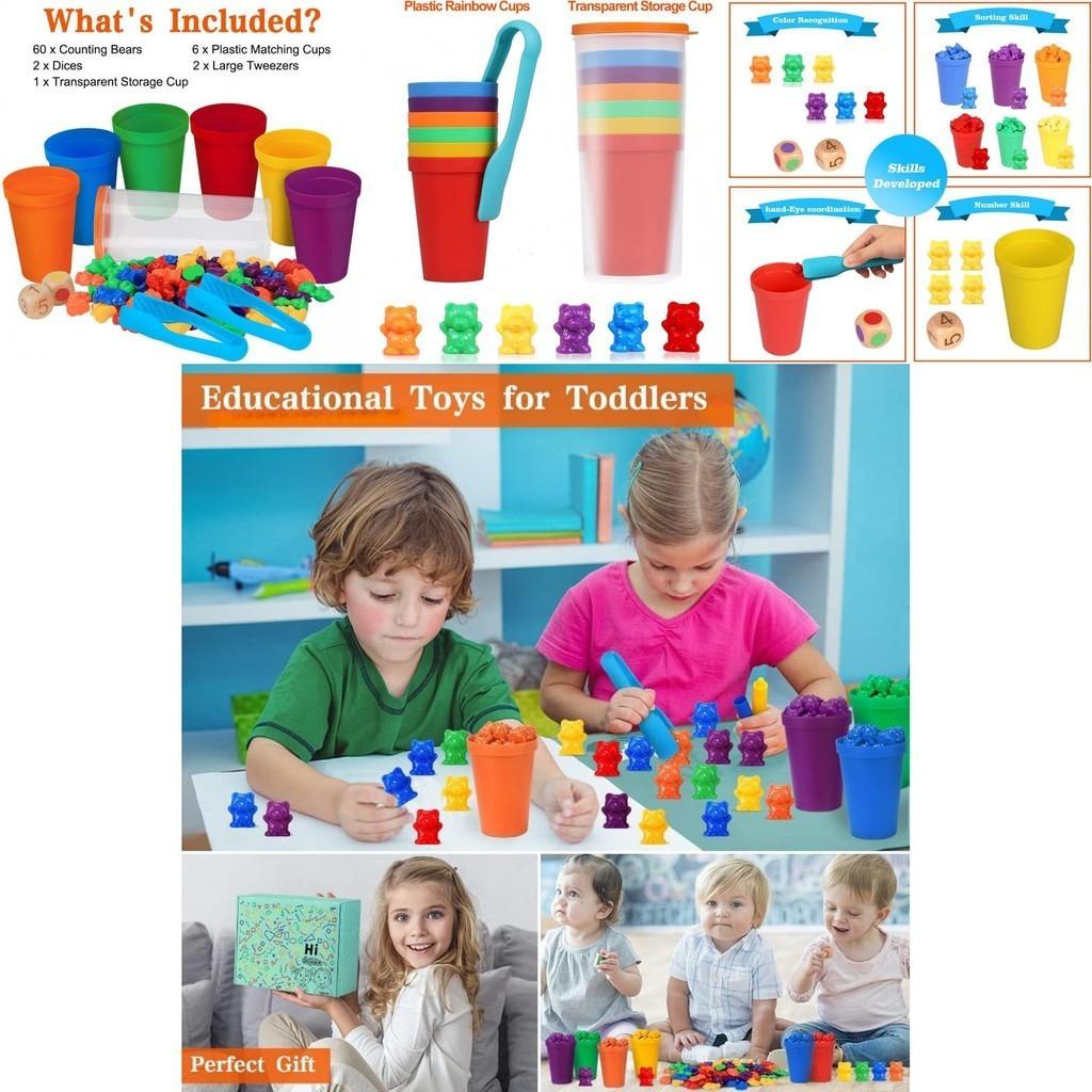 Colorful Rainbow Bear Counting Math Toy Set For Early Education