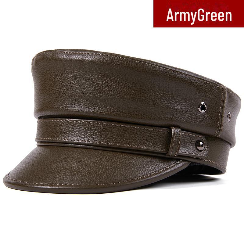 

Унисекс натуральная кожа капитанская шляпа: Немецкий берет в стиле ретро-панк-мотоцикла Harley. L (55-56cm) армия зеленый