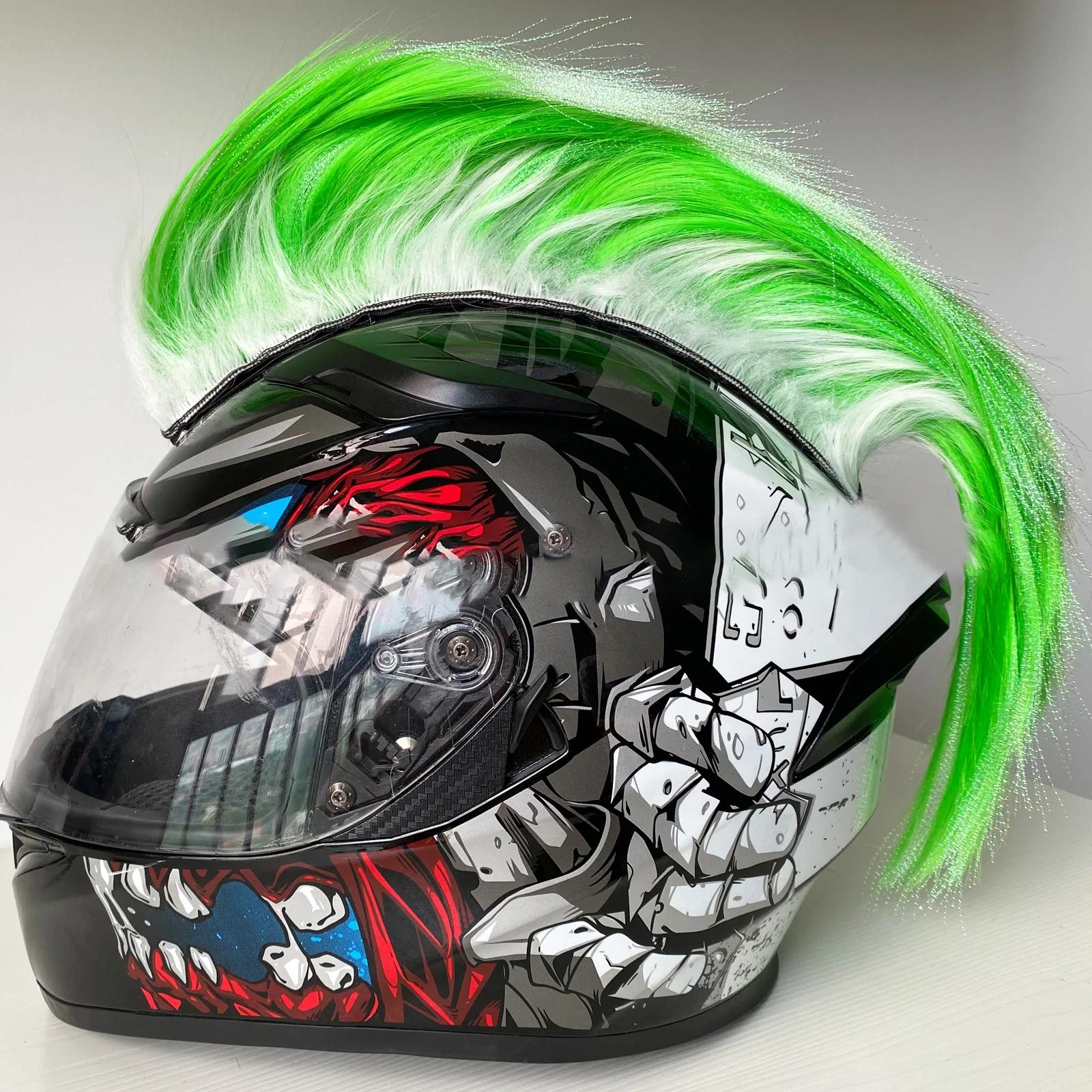 Mohawk helmet wig motorcycle helmet decoration wig cockscomb motorcycle off-road full face off-road helmet decoration зелёный