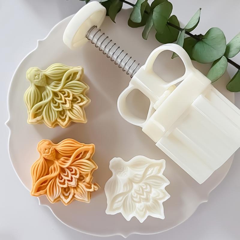 Fish Flower Moon Cakes Press Molds Cookie Stamp Chinese MidAutumn Moon Cakes Maker Decorating Tool for Making Cookie