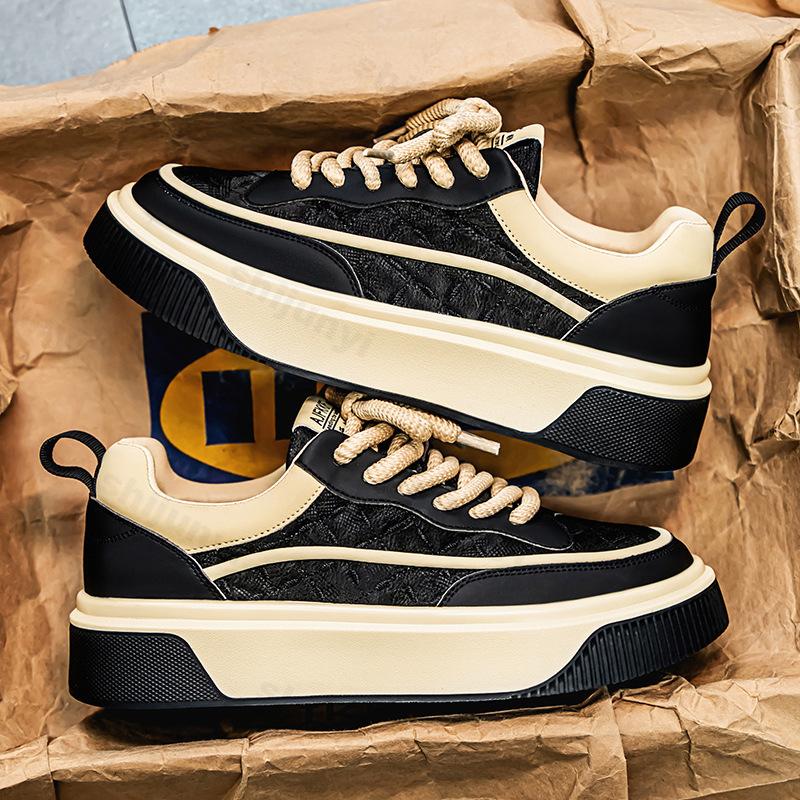 

Мода 2025 Весна Новые Мужские Низкие Модные Тренд Повседневная Обувь Удобная Толстая Подошва Спортивная Обувь Низкие Нескользящие Кроссовки на Платформе 39 чёрный