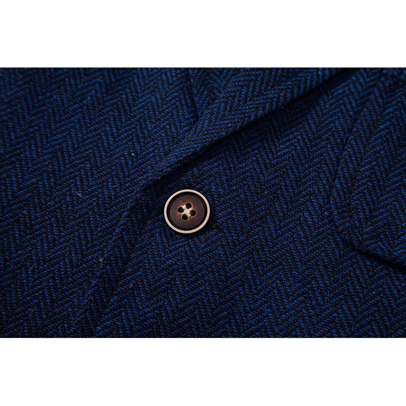 Vintage Herren Einreiher Taschen Anzugweste Tweed Stoff Jacquard Weste Formelle Revers Slim Fit Weste Lässige Businessjacke