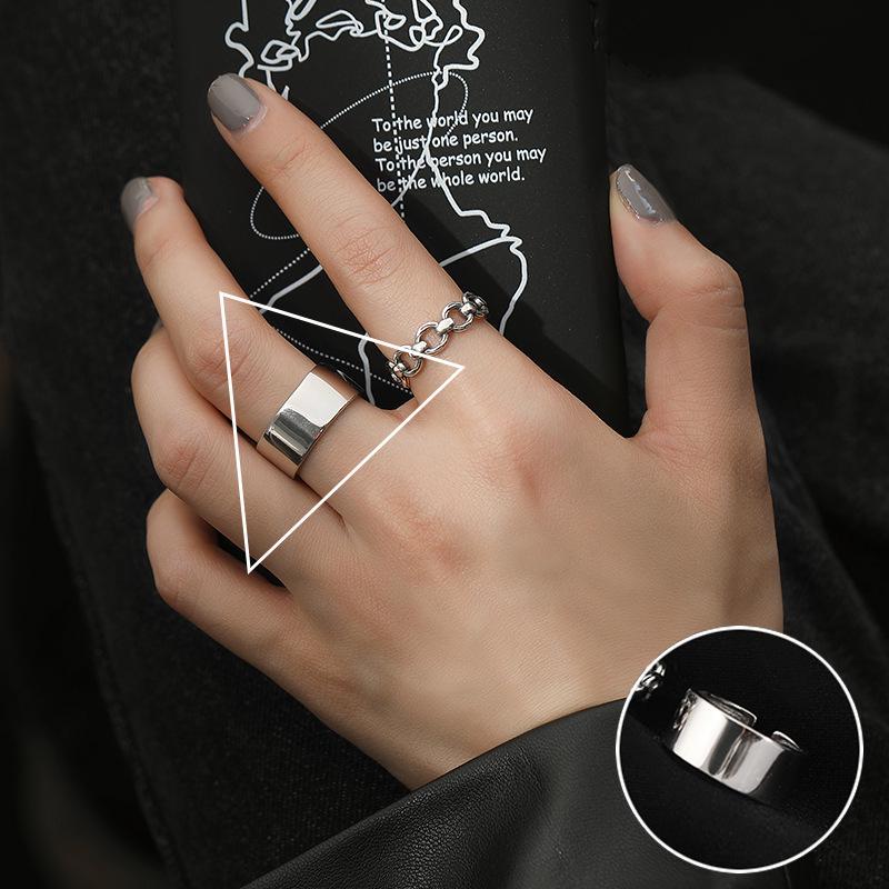 Korean Minimalist Crescent Texture Ring – Personalized Niche Fashion for Women Adjustable Open