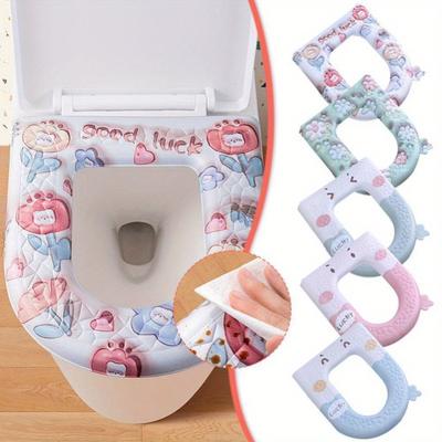 1 pièce Housse de Siège de Toilette Imperméable Motif Dessin Animé Hygiénique pour Salle de Bain sans Germes Housse de Siège de Toilette Universelle.