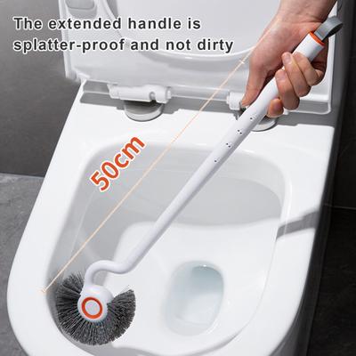 Cepillo de inodoro Yousheng con soporte, cerdas en forma de S, limpieza profunda de 360 grados, mango largo, secado rápido