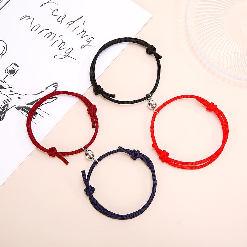 Milanese Magnetic Attraction Couple Bracelets - Pair of Simple Alloy Rope Jewelry