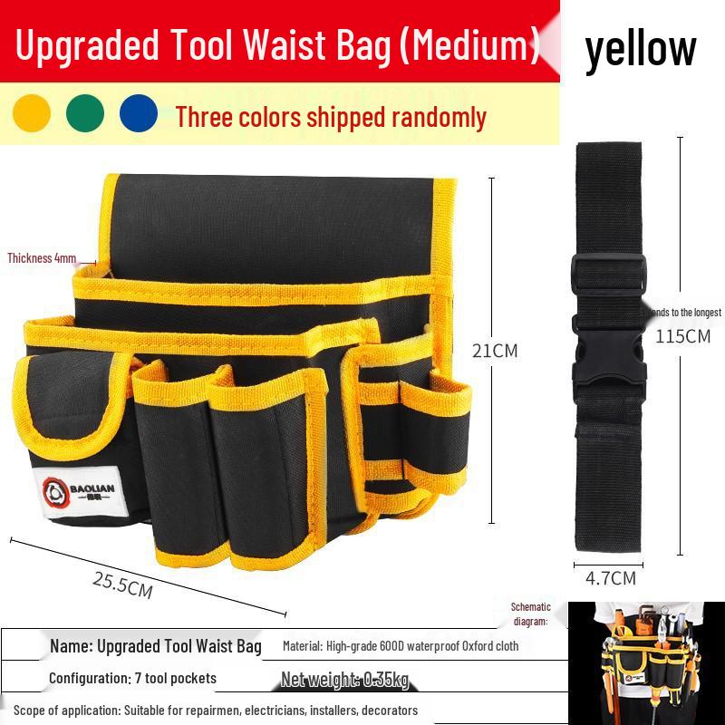 Canvas Multifunction Electrician Waist Tool Bag with Oxford Cloth