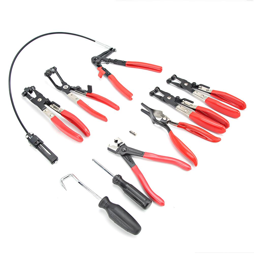 Carbon Steel Oil Pipe Curved Tube Hose Pliers Clamps Car Repair Tool Kit Set