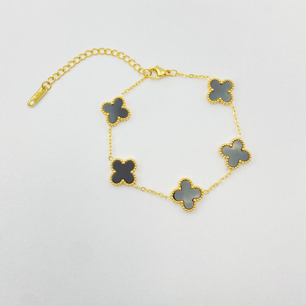 13mm Non-Fading Stainless Steel Four-Leaf Clover Bracelet for Women - Fresh Style