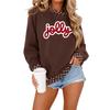Women's Christmas Sweatshirt Casual Letter Polka Dot Color Block Pullover Top for Holiday